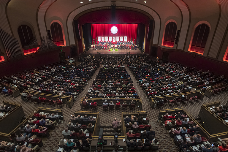 A full IU auditorium for the Bicentennial Ceremony