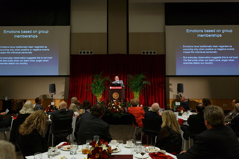 War Years Chancellor’s Professor Eliot R. Smith presents on his research about emotions in the ...