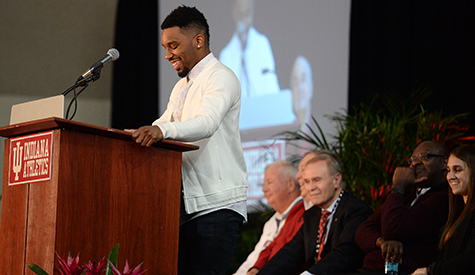 Former IU football wide receiver and current New Orleans Saints practice squad player Shane Wynn ...