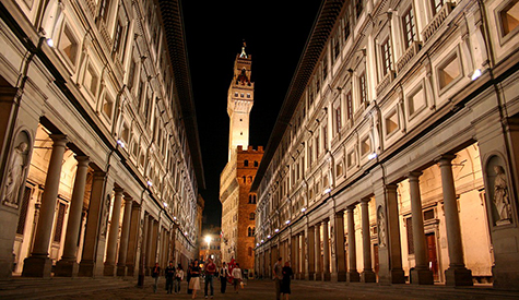 IU President Michael A. McRobbie and the IU delegation visited the Uffizi Gallery in Florence, It...