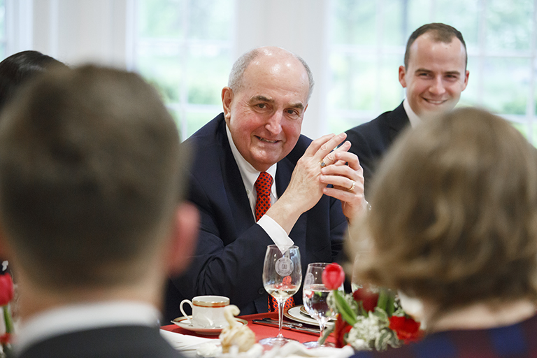 IU President Michael A. McRobbie hosts an annual reception and dinner every year for the Board of...