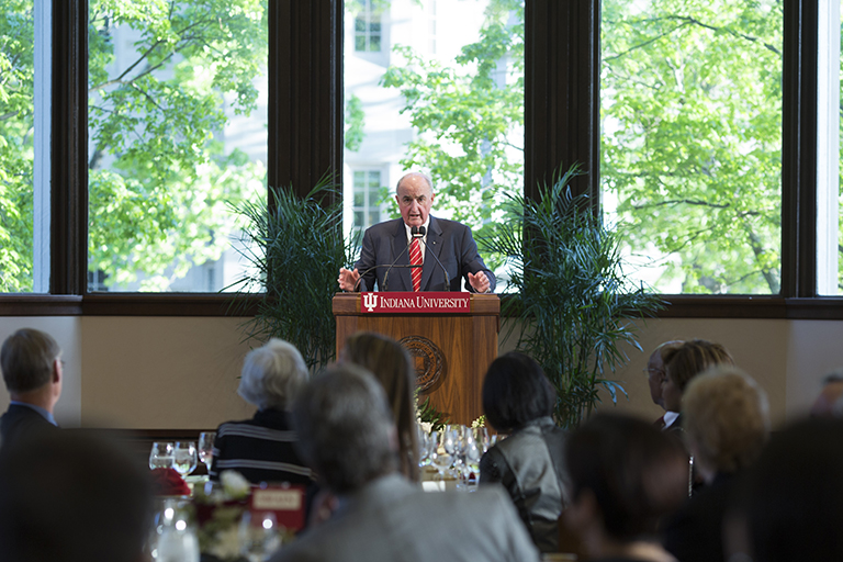 IU President Michael A. McRobbie welcomes distinguished guests and friends to the commencement di...