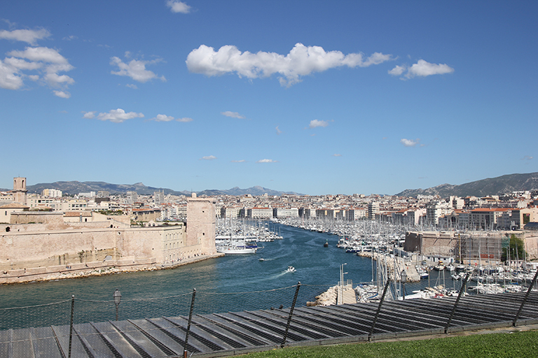 Fishing and leisure boats are docked along the coast of Marseille, France, where the IU delegatio...