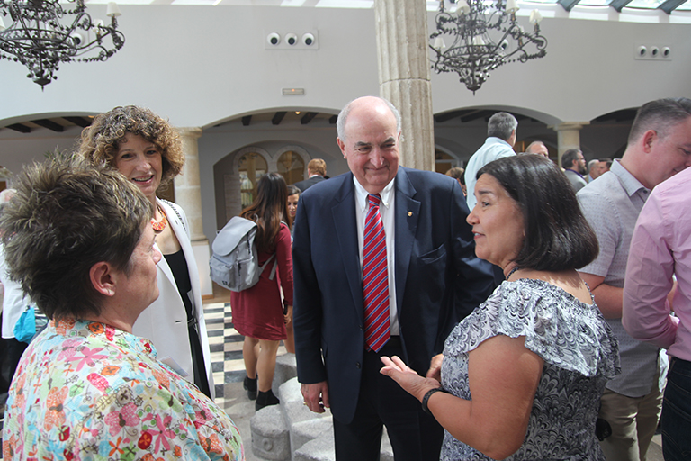 IU President Michael A. McRobbie talks to guests during the 50th anniversary celebration of IU’...