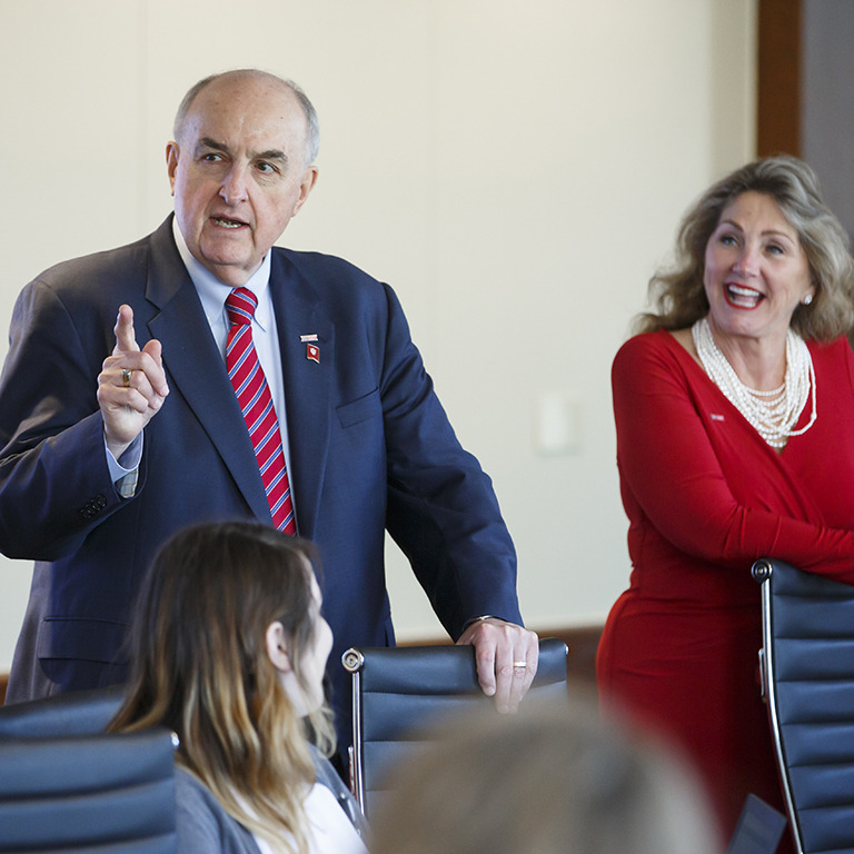 IU President McRobbie talking