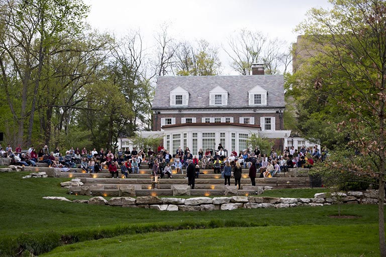 The Conrad Prebys Amphitheater, which is located between Bryan House and Ballantine Hall, was an ...