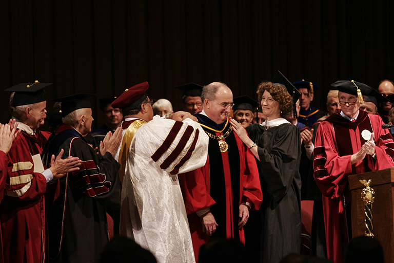 IU President McRobbie adorned with formal dress during inauguration ceremony